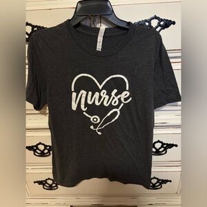 Bella Canvas Dark Gray Nurse Heart T-Shirt Size M